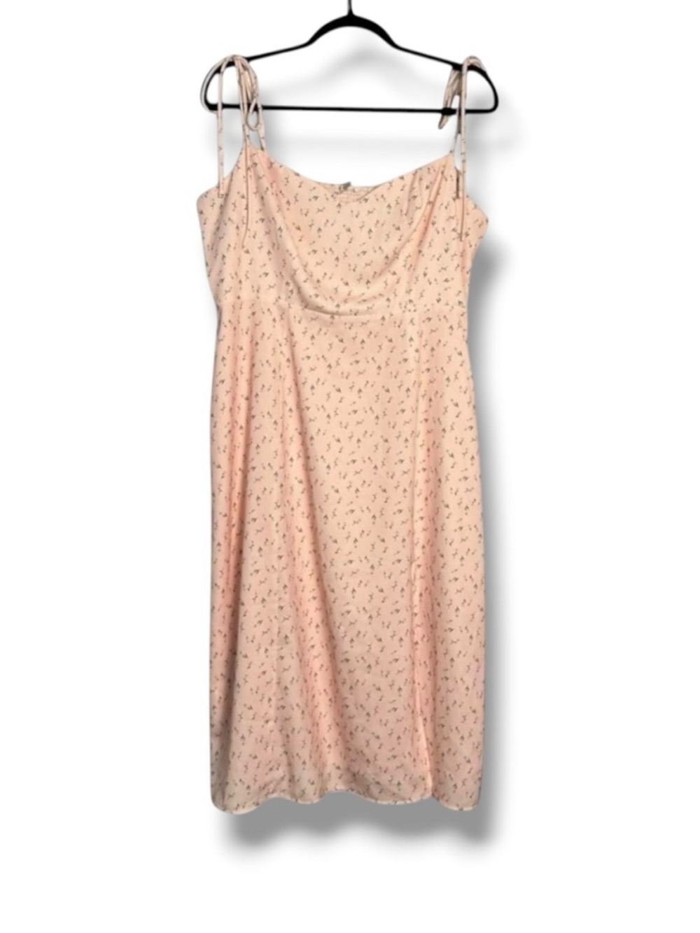 Backyard Roses Pastel Pink Floral Maribelle Midi Slit Dress XL Wedding Guest